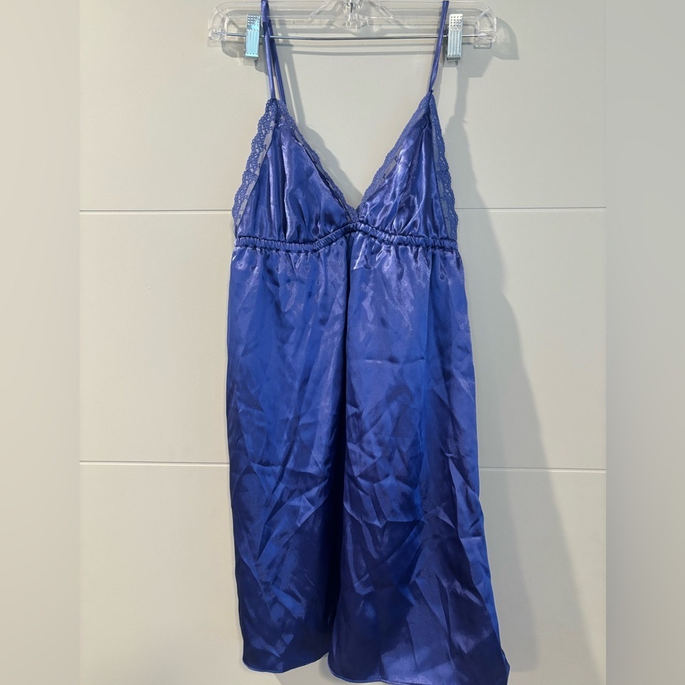 Purple Satin Chemise with Empire Waist